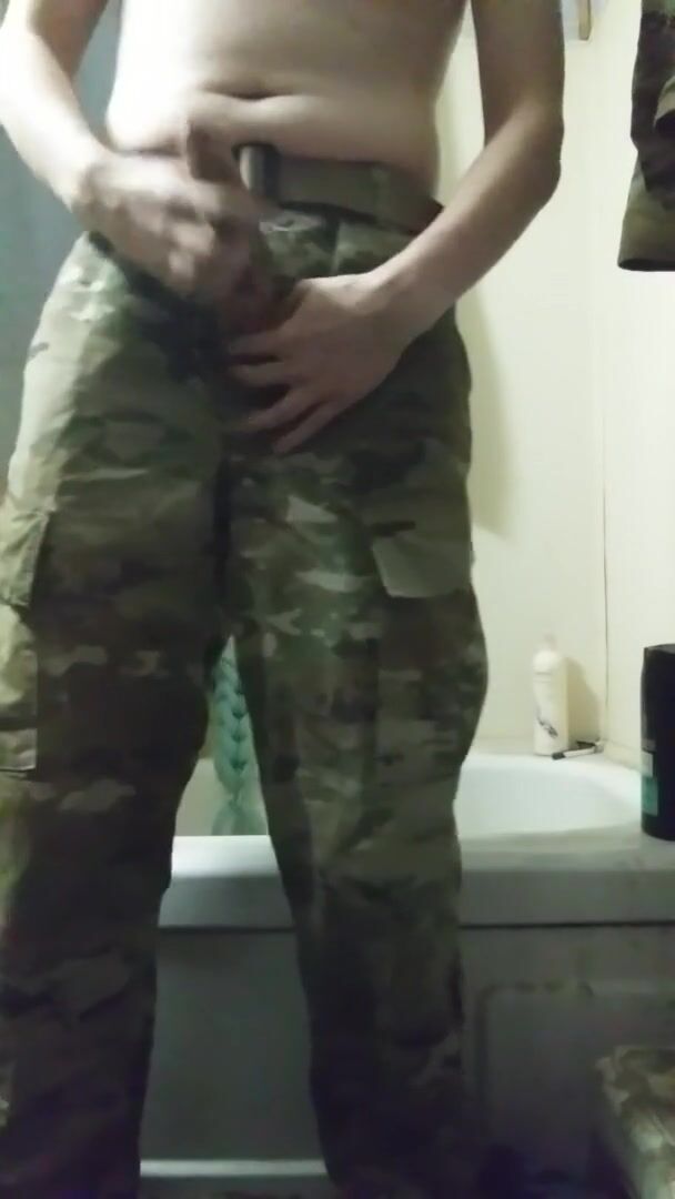 Army guy takes shower and jacks off watch online