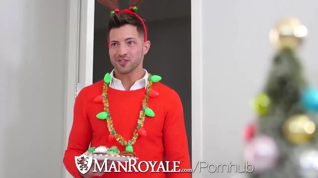 ManRoyale Christmas Office Party Fuck with two Hunks